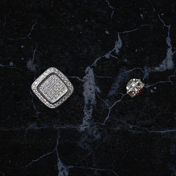 Crystal and Rhodium Post Earrings - Picture 4 of 6